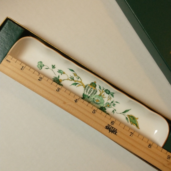 Vintage Floral Jewelry Small pagoda Tray Dish in original box - Picture 6 of 8